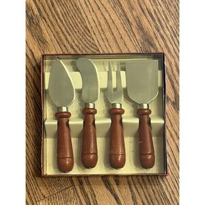 4 Piece Cheese Knife Set Stainless Steel Wood Handles Charcuterie Serving Tools